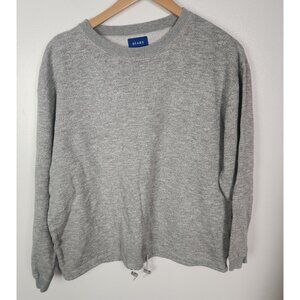 Beams Women's Sz. M Light Grey Gathered Waist Crewneck Sweatshirt